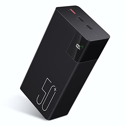 Power Bank 50000mAh：22.5W Batería Externa de Carga rápida con Gran Capacidad y 5 Salidas y 3 entradas-50000mAh -Negro 25000 mAh + 25000mah