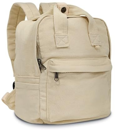 Boziee Klein Rucksack Damen Canvas/Cord Cityrucksack Rucksäcke Daypacks,Rucksackhandtaschen Kinderrucksäcke für Schule Travel Arbeit Damen Mädchen Teenager Unisex small size(Canvas, Cream color)