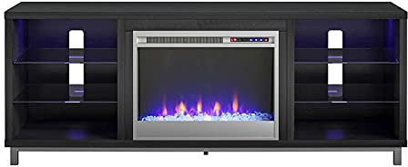 XXAD553TY Camino Porta TV Moderno e di Lusso for TV con Camino Incluso, Mobile TV, Tavolo TV, Supporto TV for mobili da Soggiorno Camino Elettrico(Black Oak)