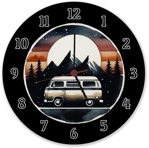 speecheese Wohnmobil Wanduhr aus Alu Einzigartige Camping Wagen Uhr Caravan Design für Fahrzeug Campingplatz Freizeit Reisen Liebhaber Geschenk
