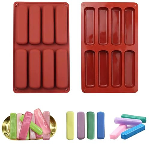 AKINGSHOP Hot Dog Bun Pan - 2 Pack 8 Cavity Silicone Hot Dog Bun Molds, Non-stick French Bread Pan, Baguette Baking Tray for Sandwich Hot Dog Bun Rolls