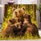 Bär Mit Tiermotiv Kuscheldecke Grün Flauschig Decke Fleecedecke, Sofa Überwurfdecke, Wohndecke Warm Weich Sherpa Wolldecke, Gemütlicher Überwurf Für Bett und Couch 200x220 cm