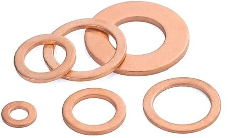 IDUTQUMW 10PCS 1.5mm Thickness M3 4 5 6 7 8 10 12 13 14 15 16 17 18 20 21mm Copper Washer Solid Gasket Sump Oil Seal for Boat(21x27x1.5mm)