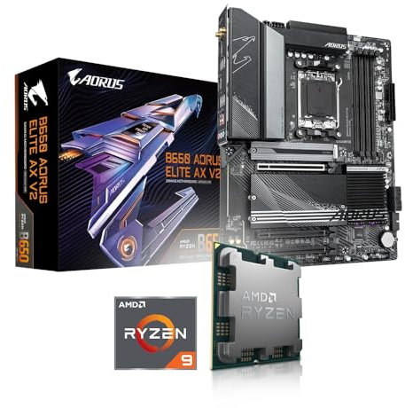 Memory PC Kit de actualización Ryzen 9 9900X 12 x 4,4 GHz, placa base GIGABYTE B650 AORUS Elite AX V2, be Quiet! Dark Rock 5 (montada, incluye actualización Bios y control de funciones)