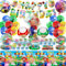 Partygeschirr Geburtstagsdeko, 76 Stück Party Geschirr Deko Set Deko Geburtstag Pappteller Kindergeburtstag Luftballons Tischdecke Geburtstag Tortendeko Deko Geburtstag Kinder für 10-20 Personen