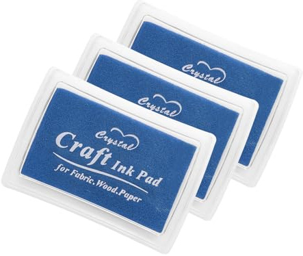 QUARKZMAN 3 Stück Finger-Tintenpad für Gummistempelhandwerk, 15 x 24 waschbares Pigment-Tintenpad Stempel für Fußabdruck-Handabdruck-Stempel Papier Holz Stoff Scrapbooking, Hellblau