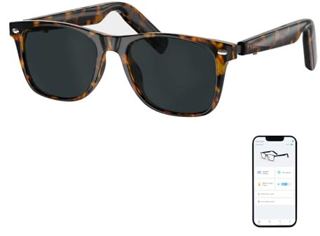 GetD Gafas Bluetooth, Open-Ear Smart Glasses, grandes gafas de sol polarizadas, Audio Sunglasses Bluetooth 5.4, anti-sound leakage, call noise reduction,UV Protection Lens Unisex design, Tortoise