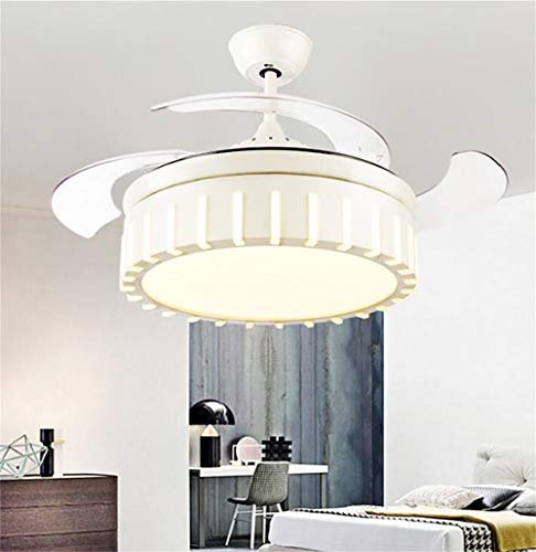 HMASNSEIY Ventilador de Techo, luz de Techo, luz de Cristal, Regulable, Creativo, silencioso, Invisible, Mini Ventilador UFO de 36 W, Control Remoto, lámpara de Techo