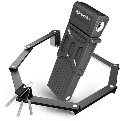 Björn&Schiller Antivol pliable pour vélo, niveau de sécurité 7/10, longueur 135 cm, pliable et compact, avec support et 3 clés, haute sécurité, idéal pour vélo électrique, scooter, vélo de route