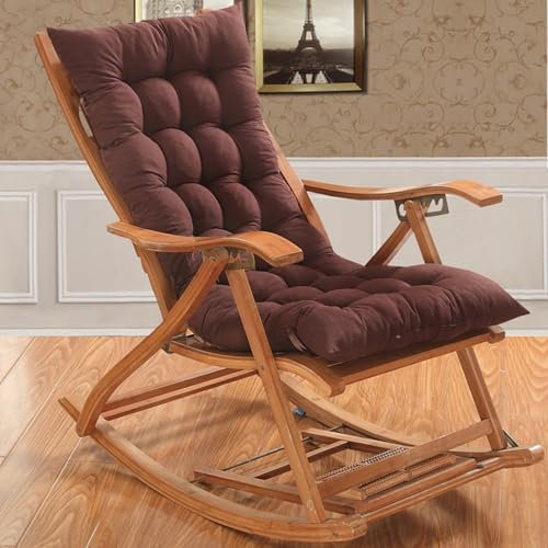 Generisch Hochlehner Auflagen 8cm, Gartenstuhlauflagen Hochlehner 120x50 Mit Bändern, Bequeme Sitzauflagen Gartenmöbel, Stuhlauflage Sitzkissen Indoor Outdoor Rückenlehne Auflage,Braun