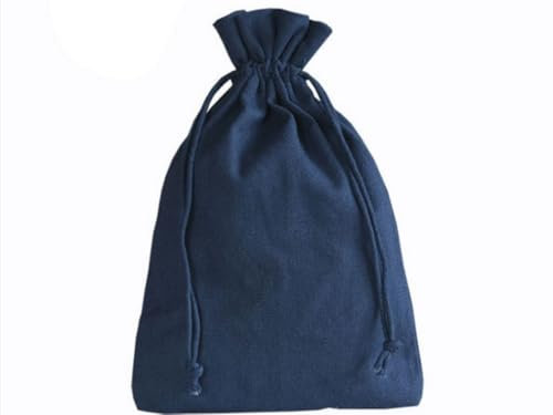 | 6 Baumwollsäckchen, Baumwollbeutel in Größe 20x12 cm mit Baumwollkordel, Geschenksäckchen, Adventskalender (marine-blau)