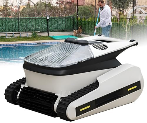 Robot Nettoyeur de Piscine Automatique, Nettoyeur immergé grimpant sur Les parois avec Navigation Intelligente, aspirateur de Piscine sans Fil avec Application, Grande Batterie de 10 400 mAh