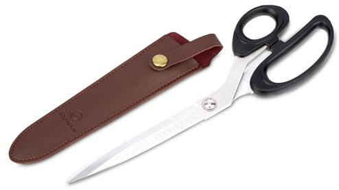 Equimour Schweifschere – Scharfe Pferdeschere aus rostfreiem Edelstahl | Präziser Schnitt für kräftiges Schweifhaar | Ergonomischer Griff & Etui aus veganem Leder | Pferdezubehör zur Schweifpflege