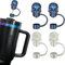 4Pcs Laser Skull Straw Topper, Halloween Straw Cover Cap for 30&40 Oz Tumbler, 3D Skull Reusable Drinking Straws Caps Stanley Cup Accessories Halloween Gifts