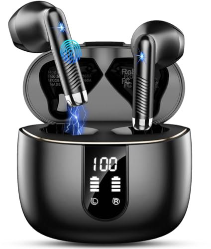 Bluetooth 5.4 Kopfhörer, In Ear Kopfhörer Kabellos Bluetooth 2025 Neu Kabellose Kopfhörer mit 4 ENC Mic, Noise Cancelling Earbuds 56Std Tiefer Bass, USB-C, IP7 Wasserdicht Sport Ohrhörer, LED-Anzeige