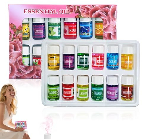 Aromatherapieöl | 12 Duftöl Mischungen Im Set - Lang Anhaltende 3ml Natürlich Beruhigende Düfte für Lufterfrischer Verdunster zur Verwendung in Auto Schlaf und