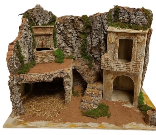 Magie di Natale Crèche avec fontaine et lumières Décoration d'intérieur h 52 cm