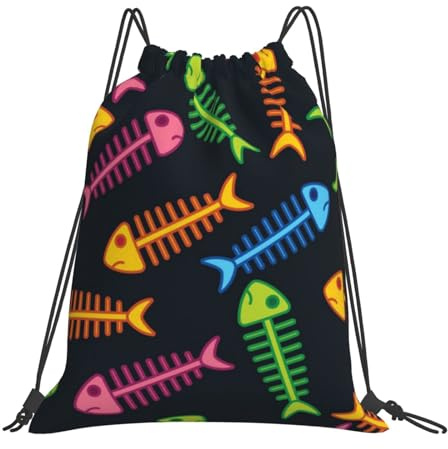 YOFIEN Fishbone Wasserfester Kordelzug-Rucksack für Damen und Herren, Sport- und Fitnessstudio-Sackpack
