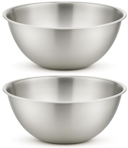 eMKay® Pack of 2 Stainless Steel Mixing Bowl 26CM | Mirror Polished Nesting Bowl for Baking Cooking & Food PREP | Lightweight DEEP Metal Bowl | Dishwasher Safe Stackable Rust Resistant