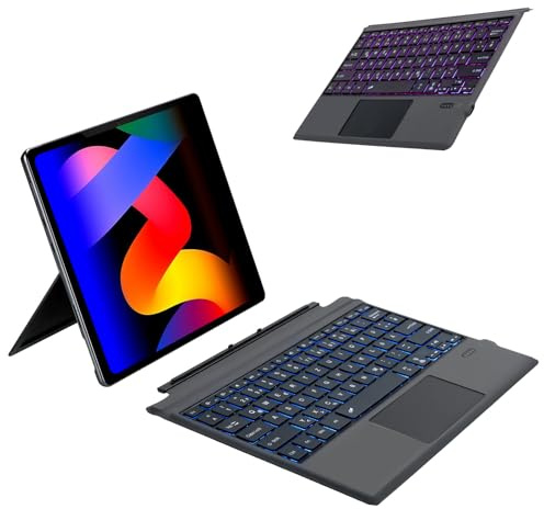 Jaxiyun Bluetooth Tastatur für Surface Pro 7+/7/6/5/4/3, Kabellose Beleuchtete Tastatur, Ultraslim Tastatur mit Touchpad, Wiederaufladbare, Deutsche QWERTZ Layout