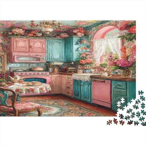 Vintage Küche 1000 Teile Puzzle Paper Pappjigsaw für Erwachsene Wanddekoration Lernspiel Geschenk 38x26cm/1000pcs