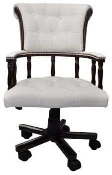 vidaXL Bürodrehstuhl Chefsessel Schreibtischstuhl Drehstuhl Bürosessel Computerstuhl Sessel Drehbarer Bürostuhl Büromöbel Ledermischgewebe Weiß