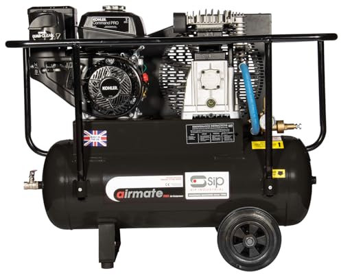 SIP Airmate ISKP7/50 Industrial Petrol Belt-Driven Air Compressor, Kohler® 7hp 207cc Engine, 50L, 150psi / 10.3 Bar 16CFM