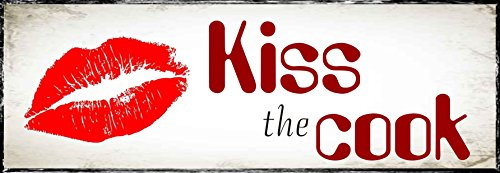 Creativ Deluxe Kiss The Cook/Metallschild/Blechschild/Dekoschild/Wandschild/wetterfest/Innenbereich/Außenbereich/Motivation/Vintage