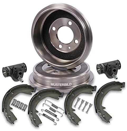 BESTPRICE Bremsensatz Hinterachse inkl. 2x Bremstrommel Hinterachse 4x Bremsbacken Hinterachse 1x Montagesatz 2x Radbremszylinder Kompatibel mit FIAT CINQUECENTO (170_), SEICENTO / 600 (187_)