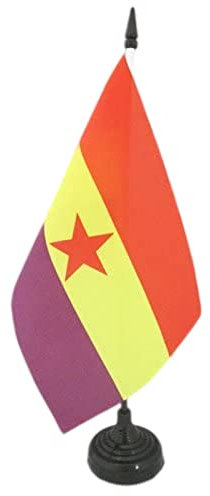 BANDERA de MESA ESPAÑA REPUBLICANA ESTRELLA ROJA 21x14cm - BANDERINA de DESPACHO DE LA REPUBLICA ESPAÑOLA 14 x 21 cm - AZ FLAG