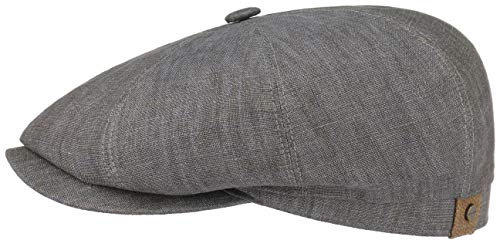 Stetson Hatteras Flatcap Leinen Damen/Herren - Mütze mit Baumwollfutter - Flat Cap mit Sonnenschutz UV 40+ - Schirmmütze Frühjahr/Sommer - Ballonmütze grau 62 cm