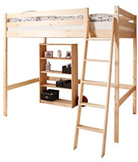 Hochbett Doppelhochbett Matthias 140 mit Schrägleiter Kiefer massiv Natur