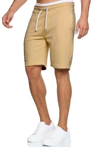 Indicode Hommes Aldrich SweatShorts | Pantalon Court de survêtement à Cordon de Serrage Sand XL