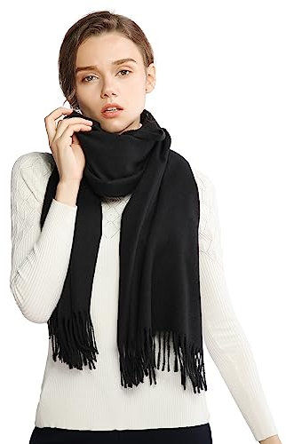 RIIQIICHY Pashmina Schal Schwarz Damen Winter Schals Tücher Stola Festlich für Abendkleider Damenschal Winterschal Kuschelig