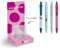 Agatha Ruiz de la Prada Miquelrius - Expositor 24 Bolígrafos, Punta Bolígrafo 1 mm, Tinta Azul, Recambio Universal, Diseño Olas, Lentejuelas, Tulipanes y Pilares