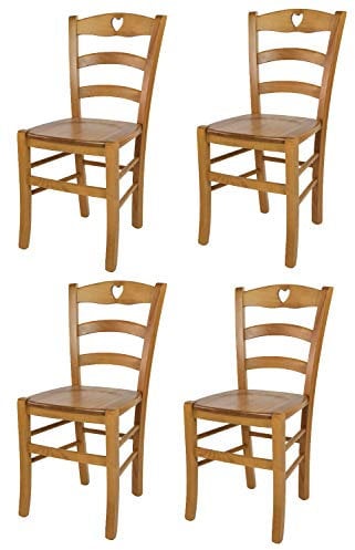 t m c s Tommychairs - Set 4 sillas Cuore para Cocina y Comedor, Estructura en Madera de Haya Color Roble y Asiento en Madera