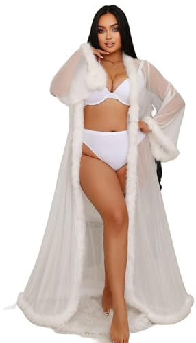Ohyeahlady Kimono Dentelle Sexy Femme Érotique Avec String Robe Longue Nuisette Sensuelle Grande Taille Maternité Shooting Chemise de Nuit Chic Hot Mariée Bikini Cover Ups Cardigan