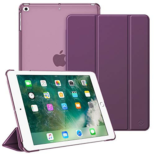 Fintie Hülle für iPad 9.7 Zoll 2018 2017 / iPad Air 2 (2014) / Air 1 (2013) - Ultradünn Schutzhülle mit transparenter Rückseite Abdeckung Cover mit Auto Schlaf/Wach Funktion, Lila