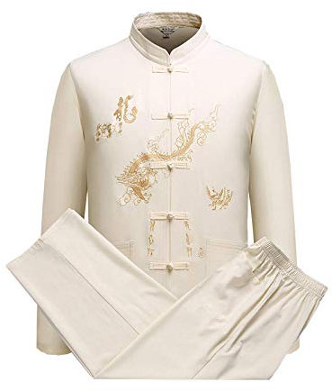 FWZJ Tai Chi Vêtements ， Vêtements Chinois Tang Suit Kung Fu Shirt Suit - Costume Traditionnel de la Chine Tangzhuang Kung Fu Veste à Manches Longues Costumes Chemise Tenue Uniforme, Be
