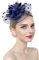 Womens Fascinator Hats Headband Pillbox Hat Bowler Veil Mesh Ribbons Headwear Wedding Party Hat for Women Lady Girls (Style 3-Navy Blue)