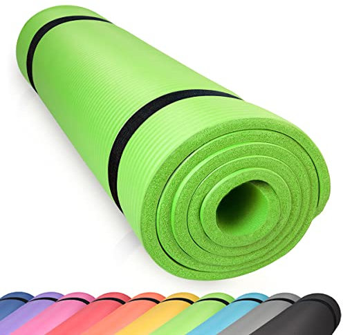 diMio Komfort-Gymnastikmatte Yogamatte in 185x60x1cm, 185x60x1.5cm, 185x90x1.5cm, 200x100x2 mit Tragegurt Phtalatfrei + SGS-geprüft (Grün, 185 x 60 x 1.5 cm)