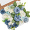 Serwalin Fiori artificiali per torta bouquet da sposa centrotavola per il giorno del Ringraziamento Peonia Rose Fiori di nozze Combo Fiori finti Boho per la (Blu&bianco)