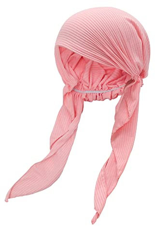 ZLYC Damen Chemo Turban Mütze Vorgebundenes Kopftuch Headwraps Leichte Hut(Solides Rosa)