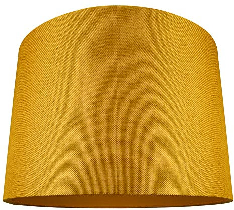 Contemporary and Sleek Ochre Linen 16 Lamp Shade with Cotton Inner Lining | for Table/Floor Lamps and Pendants | Beautiful Statement Piece by Happy Homewares