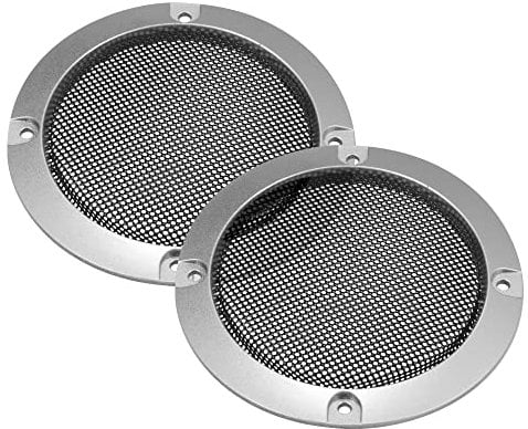 X AUTOHAUX 2 Piezas para 3 Coche Altavoz Rejilla Cubierta Adorno Redondo Rejilla Plata Tono