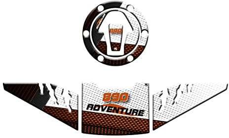 Paraserbatoio.it KIT Adesivi effetto 3D Protezione Paraserbatoio resinato compatibile con PS KTM 890 Adventure R - Kit Protezioni laterali, paraserbatoio, protezione tappo Bianco v1
