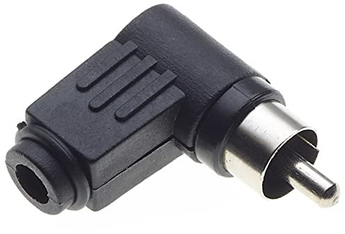 Angled Phono Plug With Nickel Plated Pins And Black Plastic Housing, Pack Of 10 - Male 90 Degrees, Right Angle Plug Terminal Audio Video Connector Speaker Wire Adapter