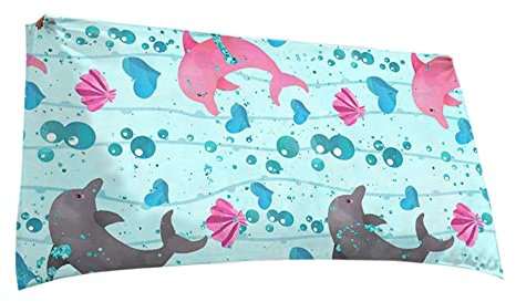PAEOYC Strandtuch Mikrofaser Schnelltrocknend Leicht Sandfreies Tragbares Campinghandtuch Camping Handtücher für Mädchen Badetuch Schwimmbadtuch Microfaser Groß Unterwasser Welt(Blau2 100x200CM)