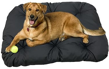 Dogs4Life stilvolles, wasserbeständiges Hundebett aus hochwertigem Codura PVC-Material - antiallergen, strapazierfähig und langlebig - leicht zu reinigen (L 120 x 90 cm Schwarz)