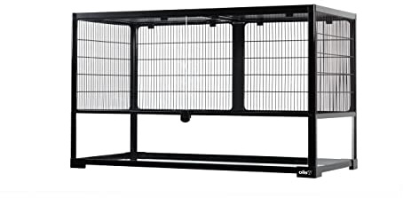 Kleintierterrarium 90x 45x 54cm mit Schwingtüren (SP003B) - schwarz, Kleintierkäfig, Nagerkäfig, Hamsterkäfig
